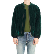 Load image into Gallery viewer, FW19 Green Quilted Velvet Bomber Jacket