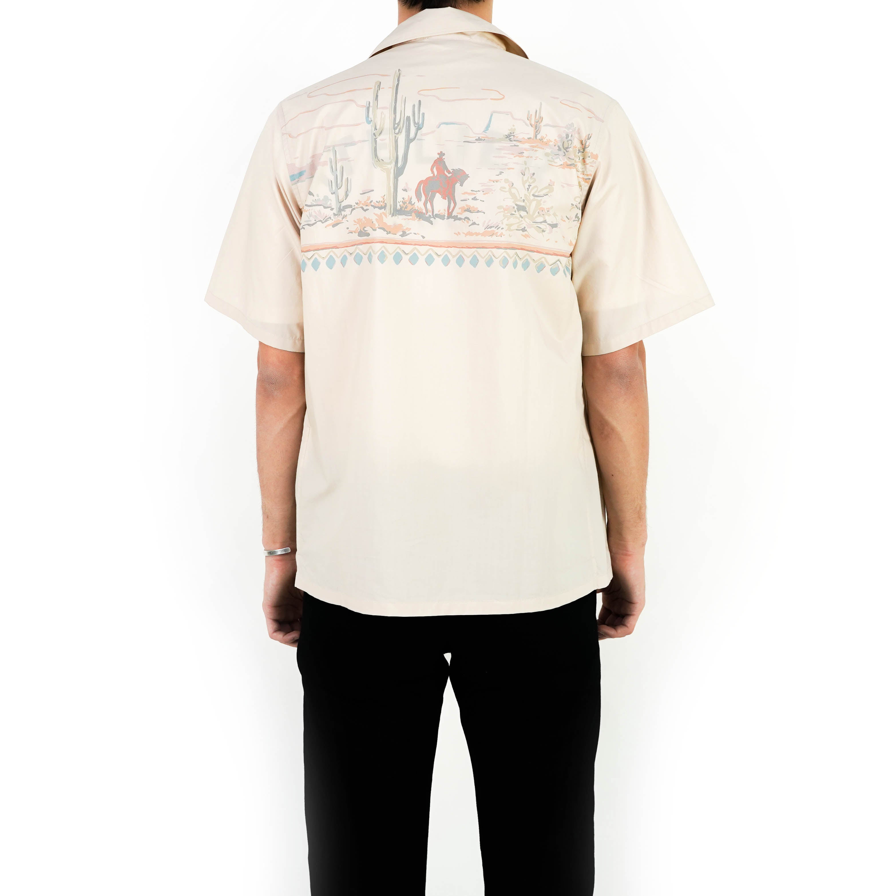 SS19 Light Brown Western Print Cotton Shirt