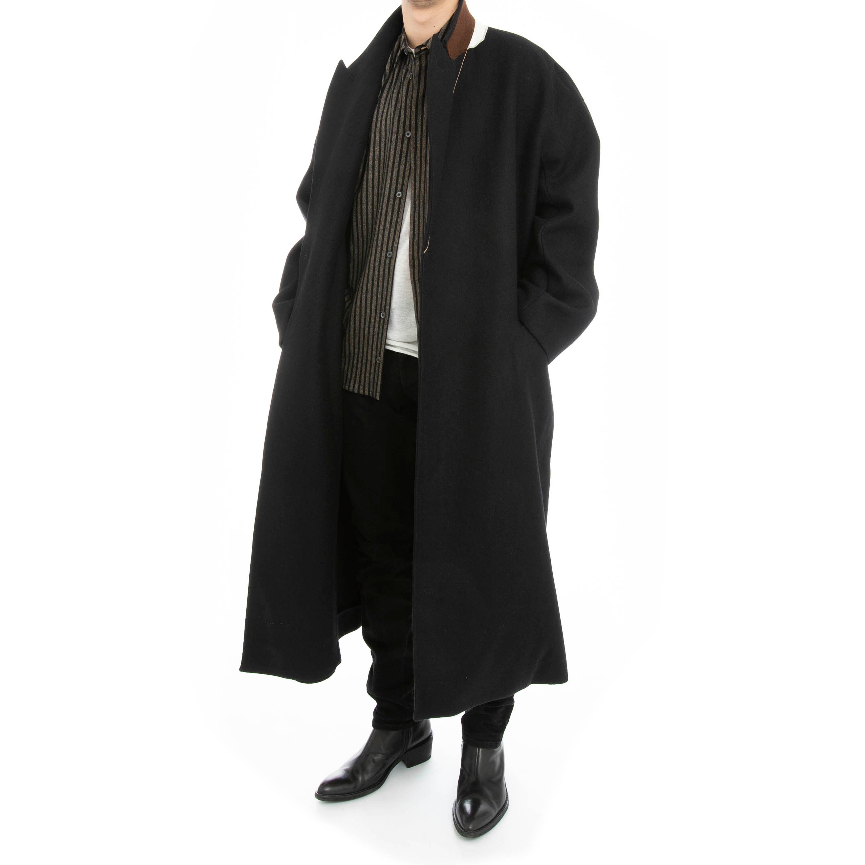 FW19 Ankle Length Lord Black Wool Coat