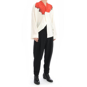 SS17 Blood Red Silk Kimono Shirt