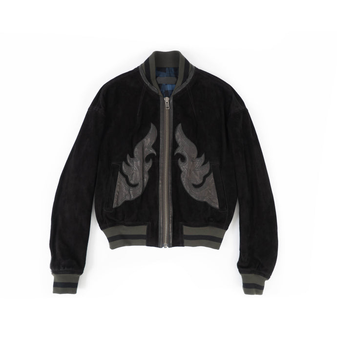 FW17 Black Suede Tribal Patch Jacket
