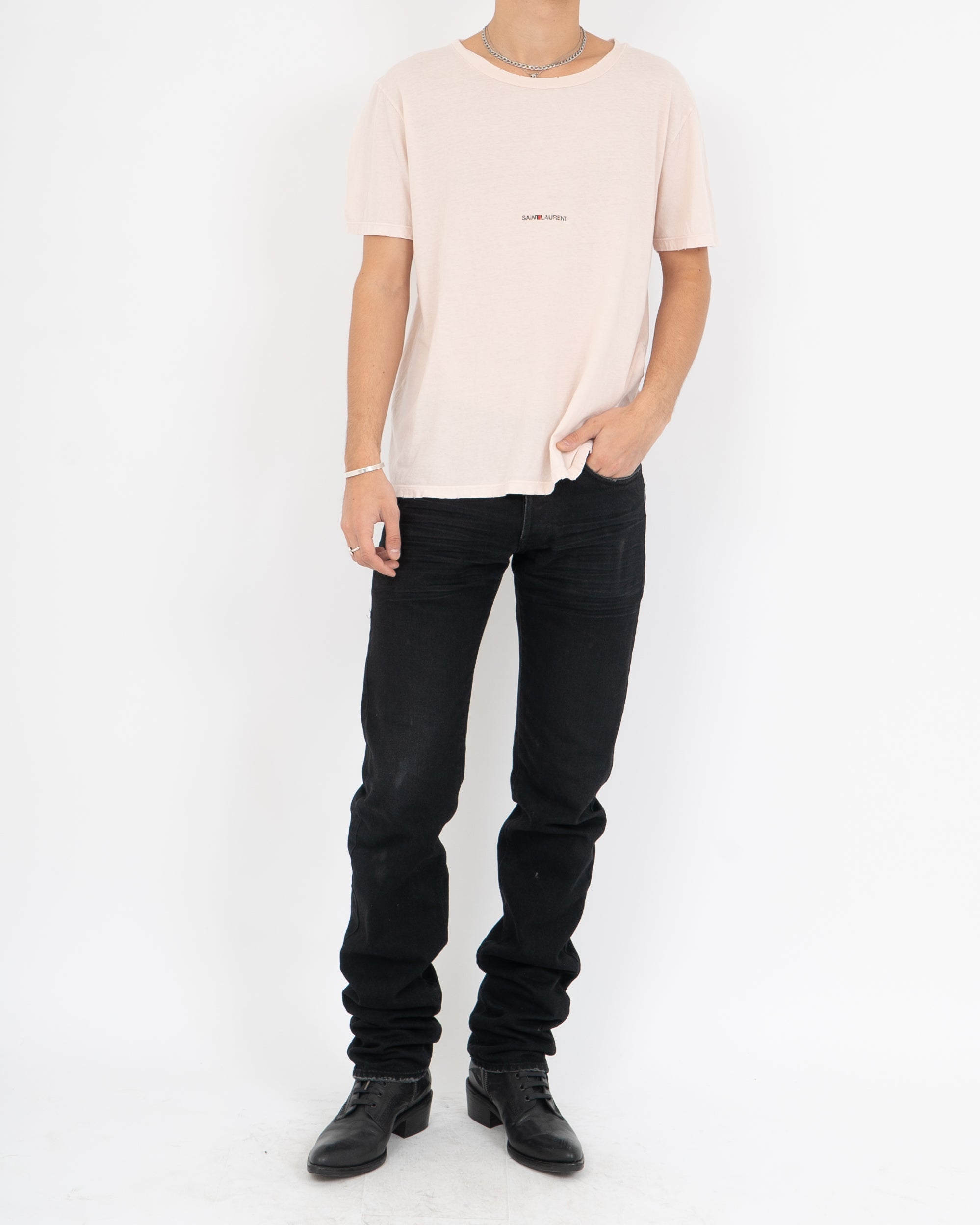 Pink Distressed Archive Logo T-Shirt