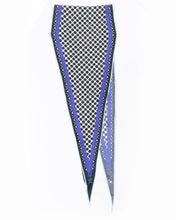 Load image into Gallery viewer, SS19 Black &amp; Purple Long Diamond Silk Scarf
