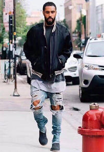 Black Amorpha Silk Satin College Bomber